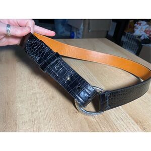 Belt - Black Leather-feel Silver Buckle Belt